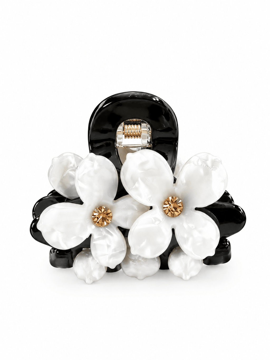 Mini Flower Acetate Hair Claw Clip | Rhinestone Floral Design