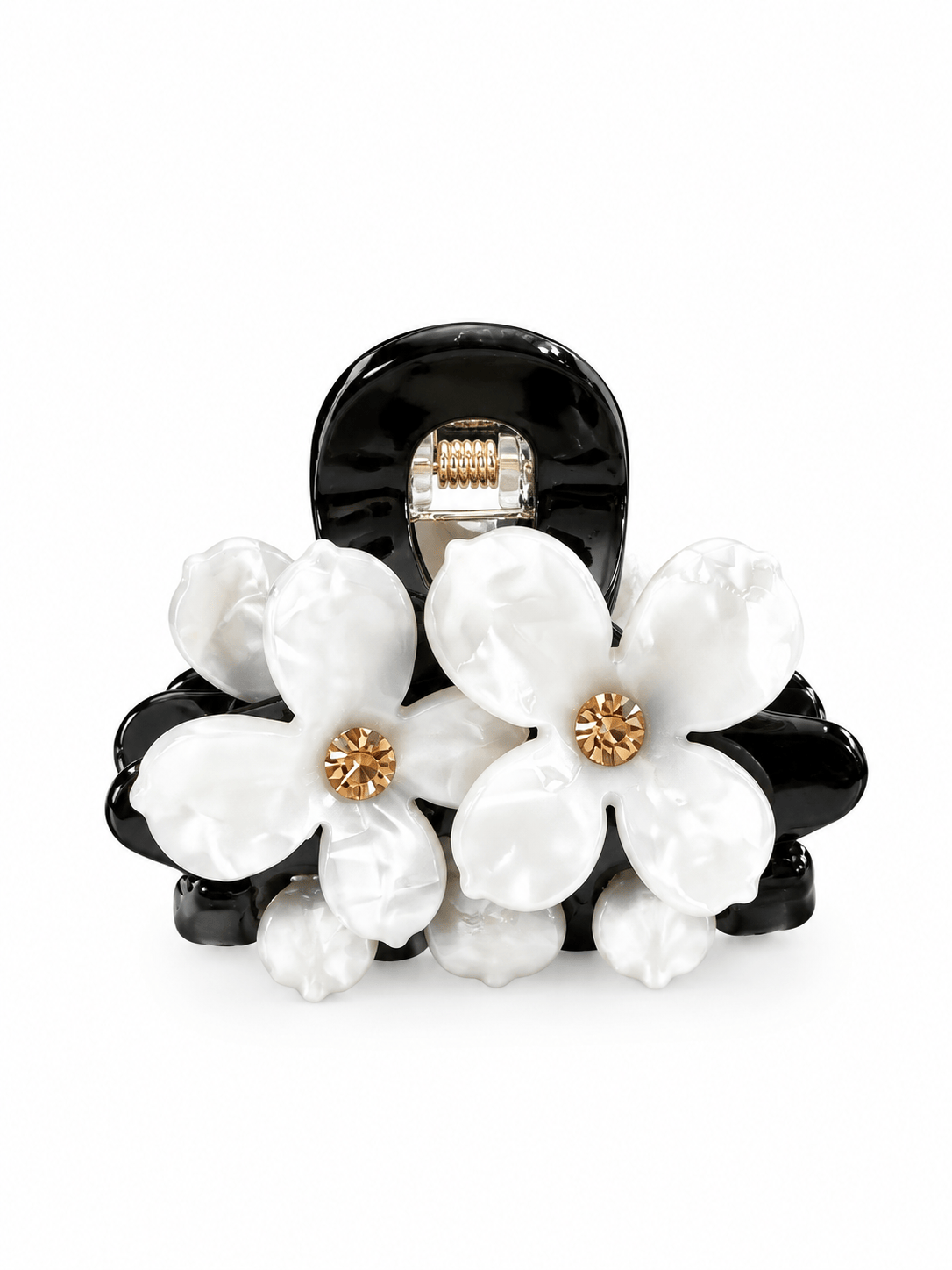 Mini Flower Acetate Hair Claw Clip | Rhinestone Floral Design