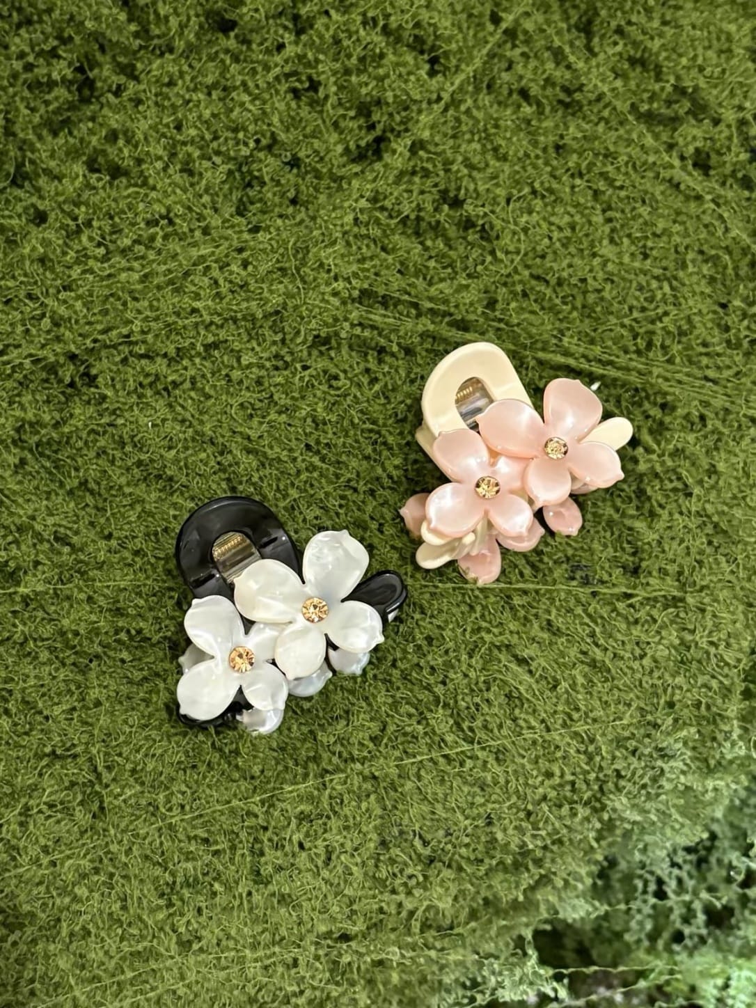 Mini Flower Acetate Hair Claw Clip | Rhinestone Floral Design