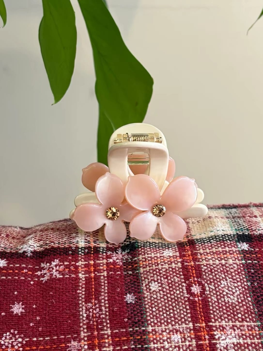 Mini Flower Acetate Hair Claw Clip | Rhinestone Floral Design