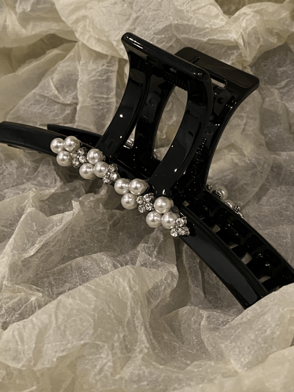 Minimalist Pearl & Rhinestone Hair Claw Clip | Thick Hair