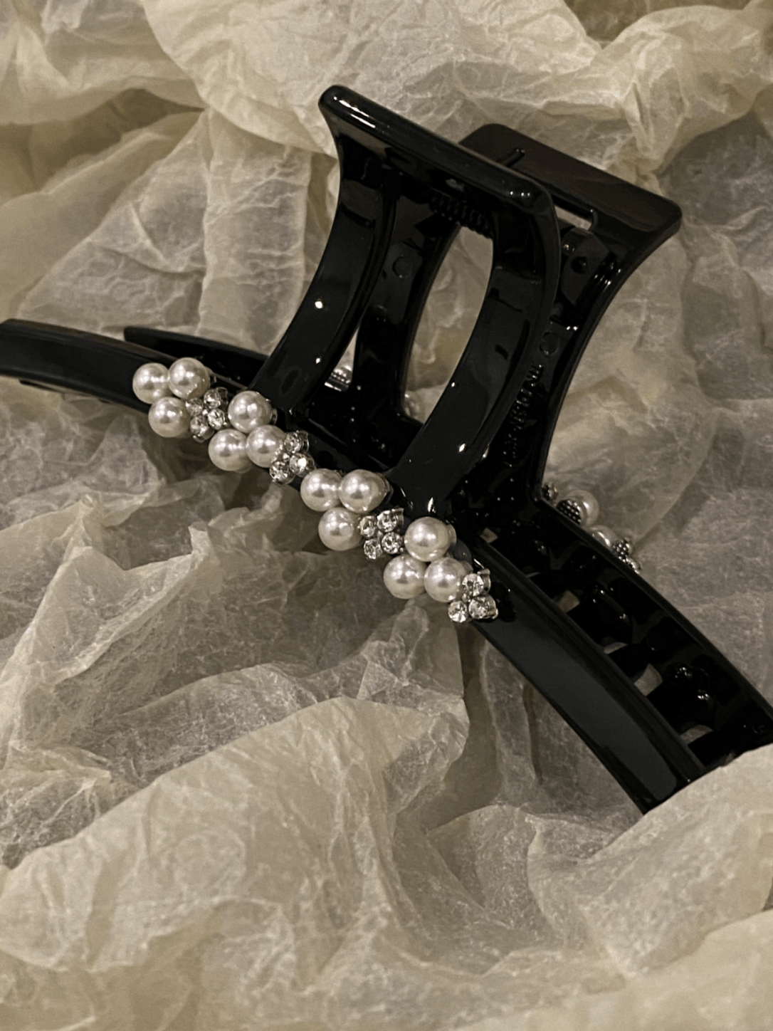 Minimalist Pearl & Rhinestone Hair Claw Clip | Thick Hair