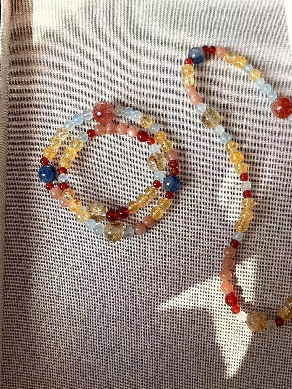 Natural Citrine & Blue Kyanite Double Wrap Crystal Bracelet | Handmade Gemstone Jewelry for Women | Lucky Energy Gift