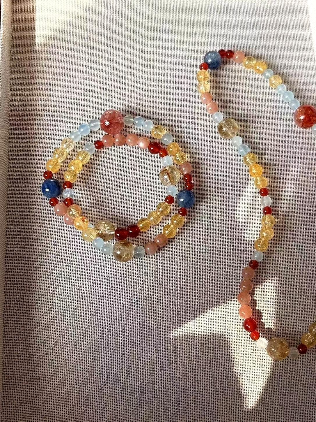 Natural Citrine & Blue Kyanite Double Wrap Crystal Bracelet | Handmade Gemstone Jewelry for Women | Lucky Energy Gift