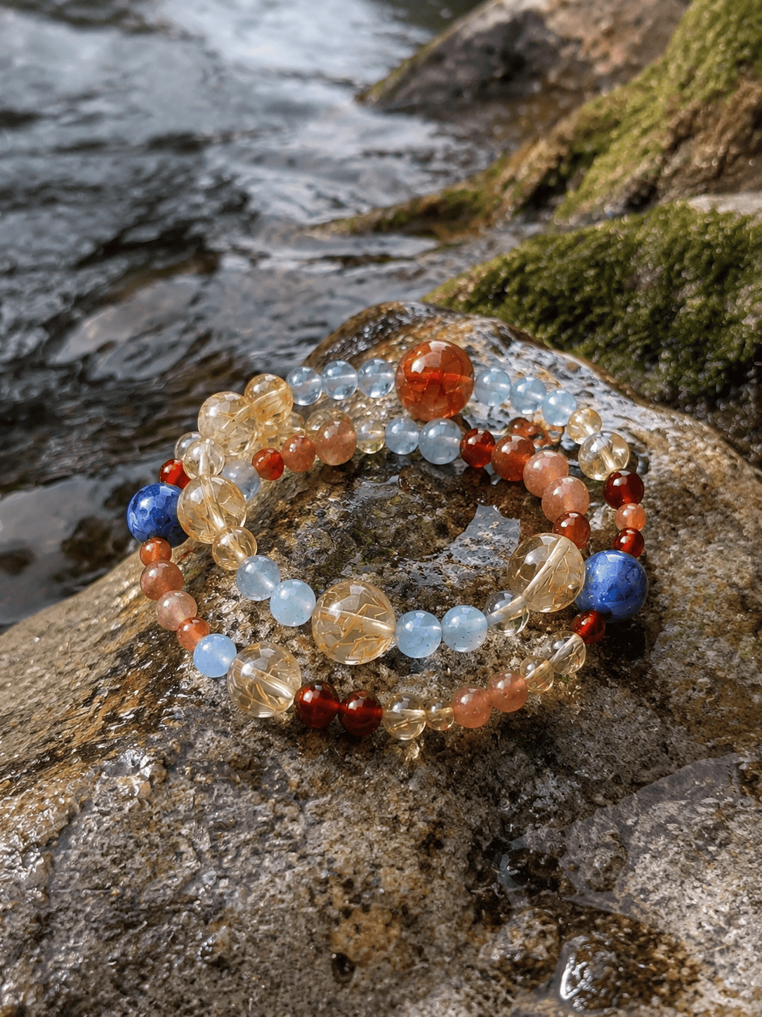 Natural Citrine & Blue Kyanite Double Wrap Crystal Bracelet | Handmade Gemstone Jewelry for Women | Lucky Energy Gift