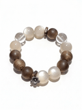 Natural Moonstone, Agarwood & Clear Crystal Beaded Bracelet – Handcrafted Spiritual Jewelry for Men & Women