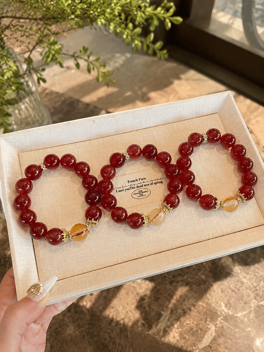 Natural Strawberry Quartz & Flower Agate Bracelet 14mm – Large Bead Crystal Jewelry for Women, Pink Gemstone Gift