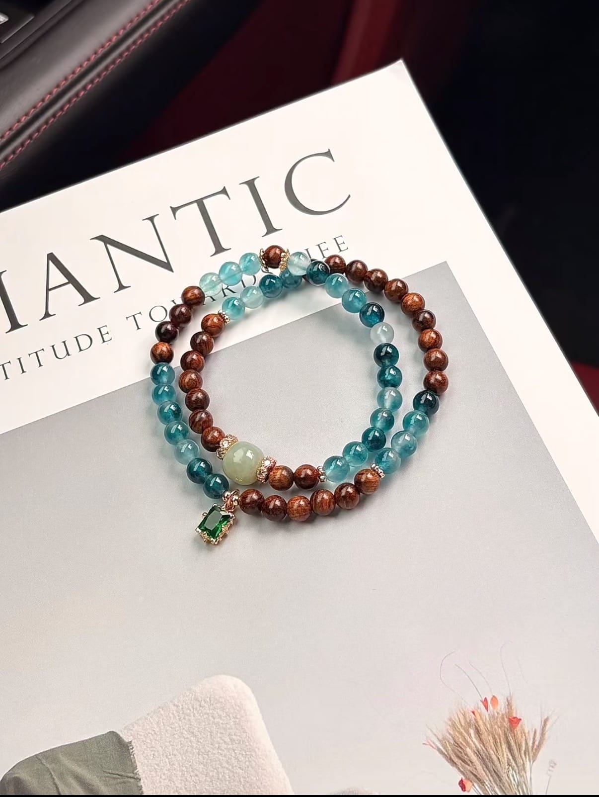 New Chinese Style Rosewood & Agate Double-Layer Bracelet with Hetian Jade – Oriental Aesthetic Women’s Jewelry