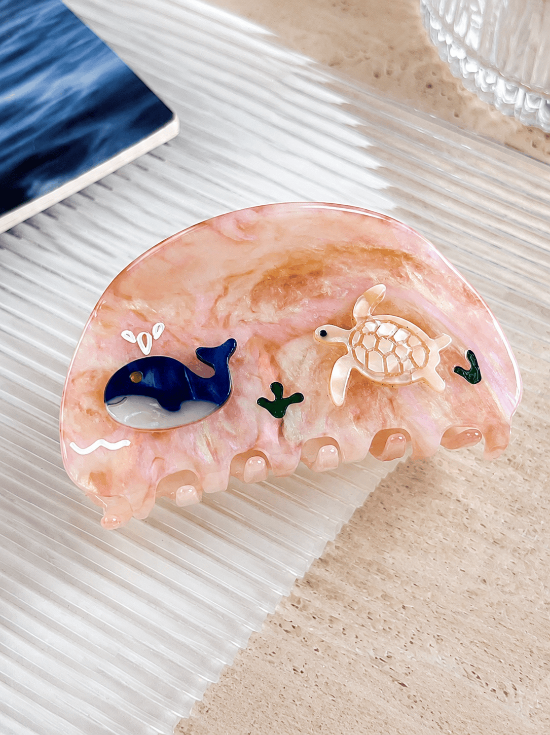 Ocean Animal Acetate Hair Claw Clip – Whale & Sea Turtle Premium Acrylic Hair Jaw Clip for Women