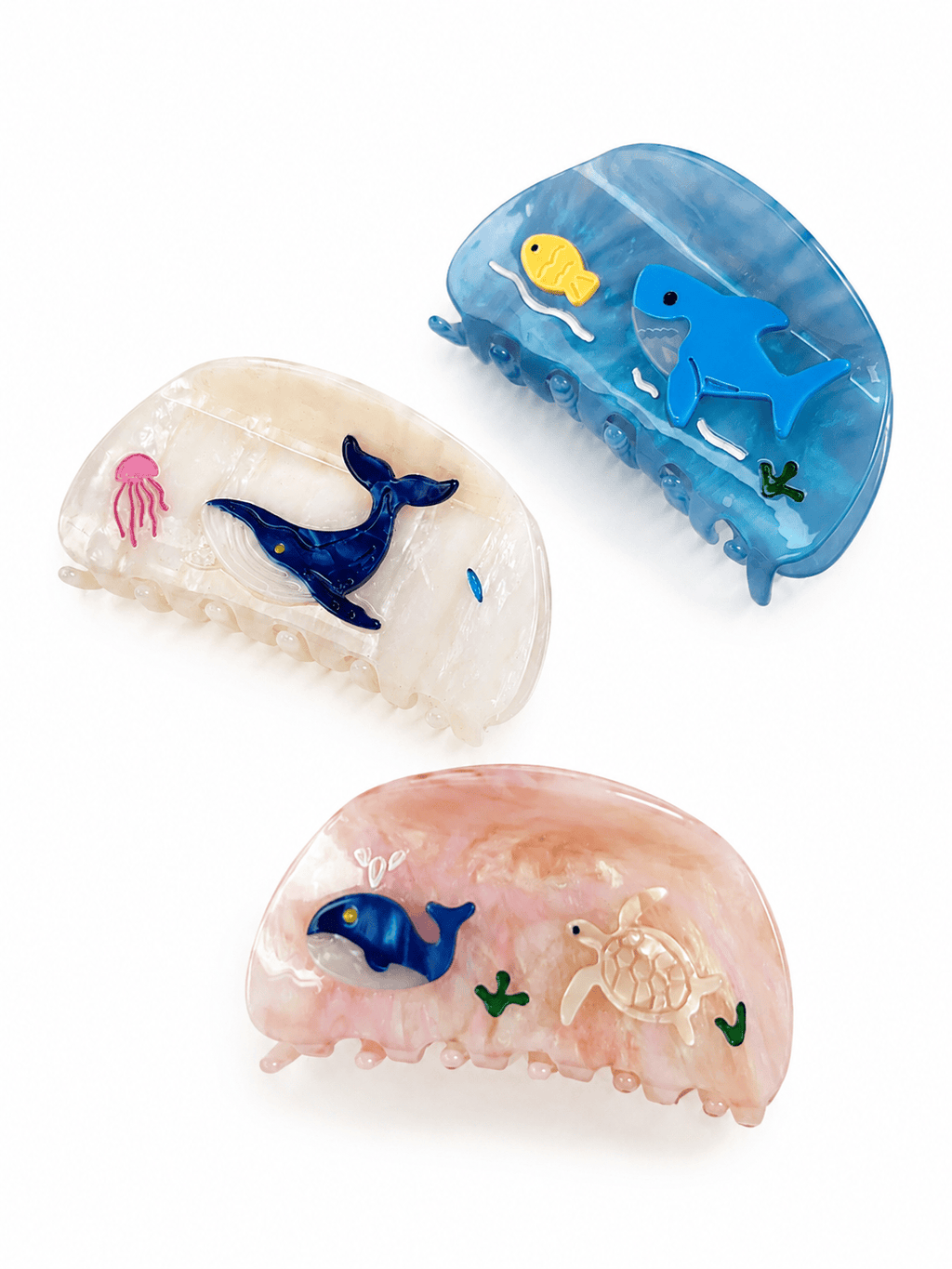 Ocean Animal Acetate Hair Claw Clip – Whale & Sea Turtle Premium Acrylic Hair Jaw Clip for Women