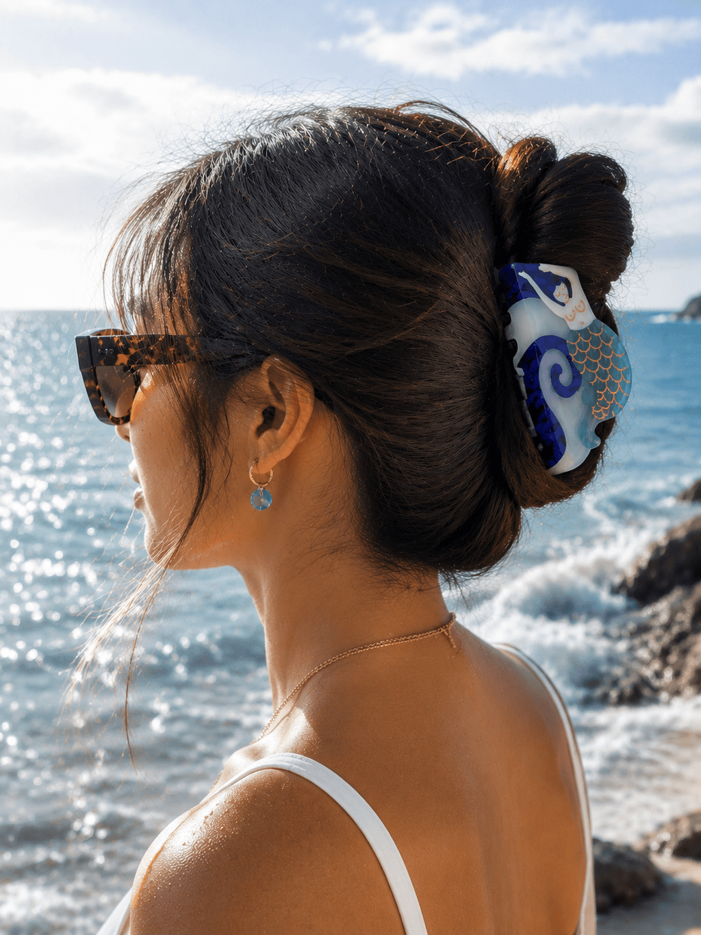 Ocean Dream Mermaid Hair Claw Clip – Pearlized Acetate Statement Hair Accessory