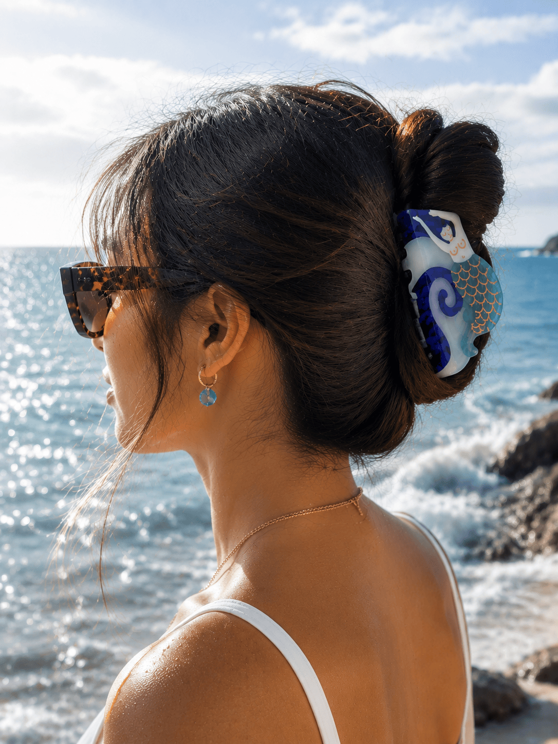 Ocean Dream Mermaid Hair Claw Clip – Pearlized Acetate Statement Hair Accessory