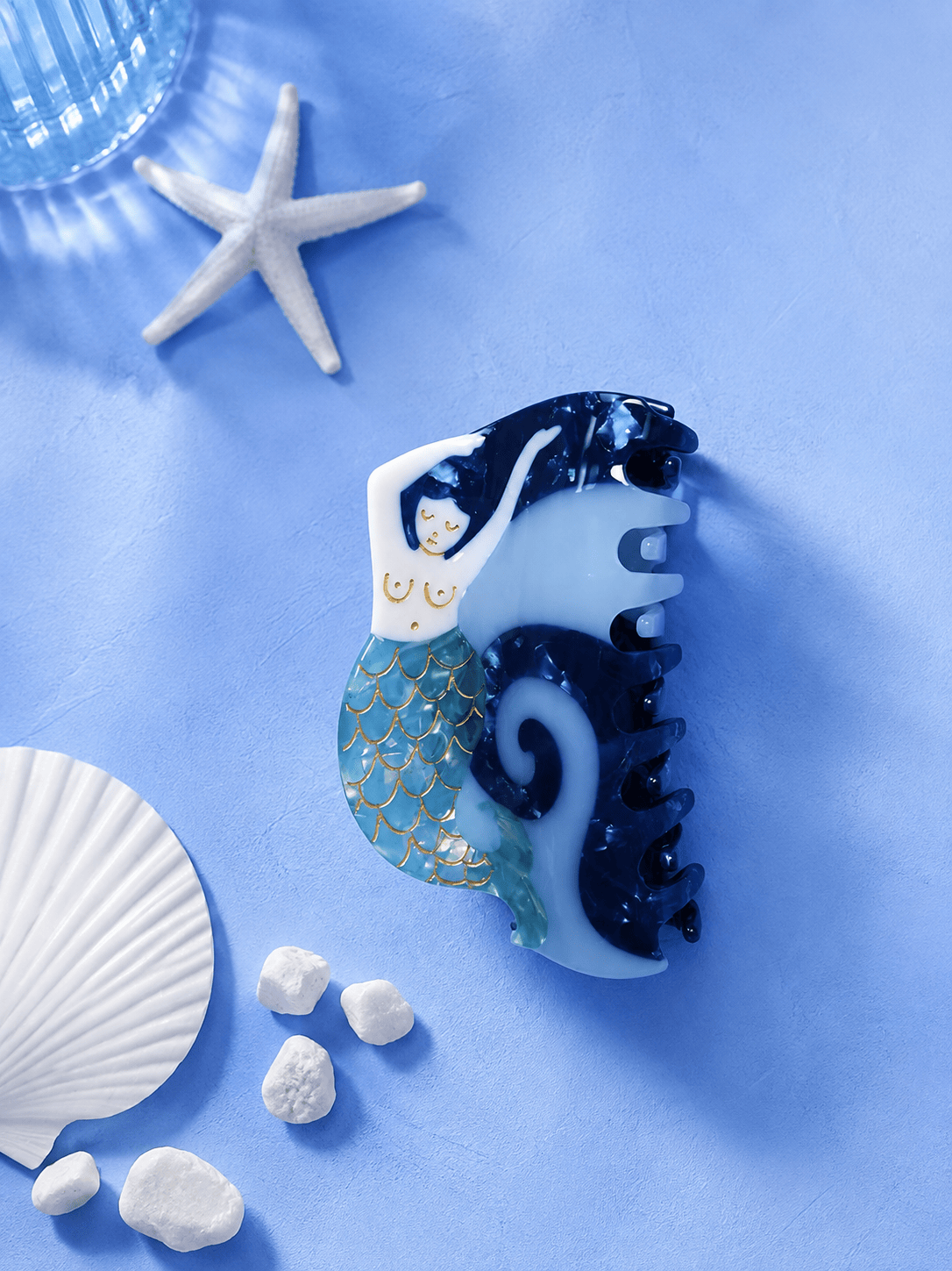 Ocean Dream Mermaid Hair Claw Clip – Pearlized Acetate Statement Hair Accessory