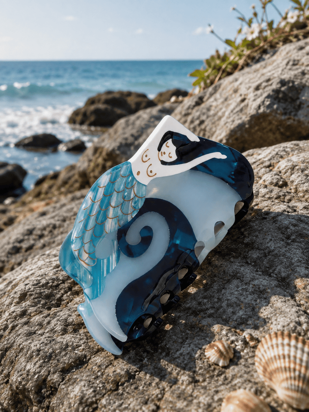 Ocean Dream Mermaid Hair Claw Clip – Pearlized Acetate Statement Hair Accessory
