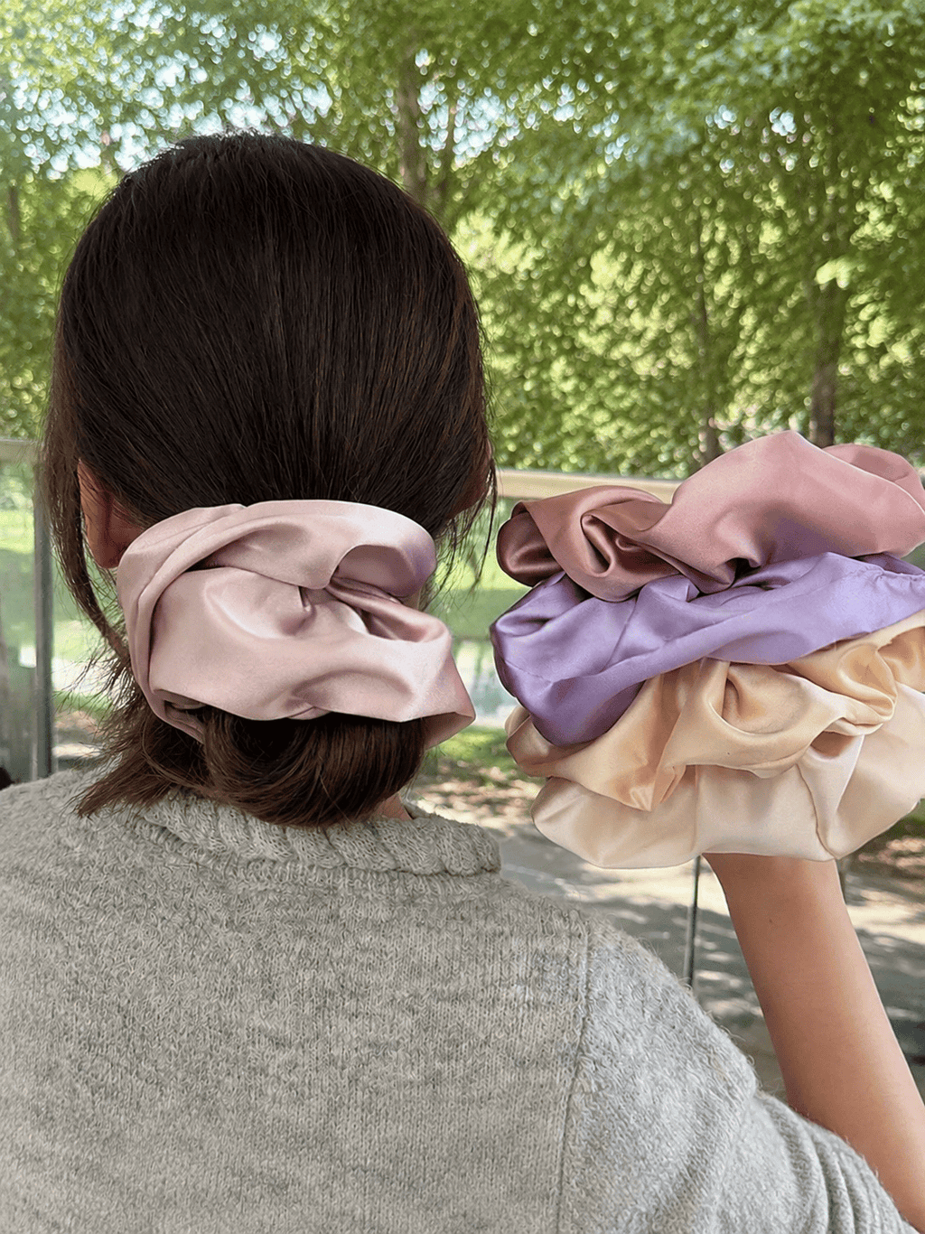 Oversized Satin Scrunchie Large Puffy Silk Hair Tie for Thick Hair Women Hair Accessory
