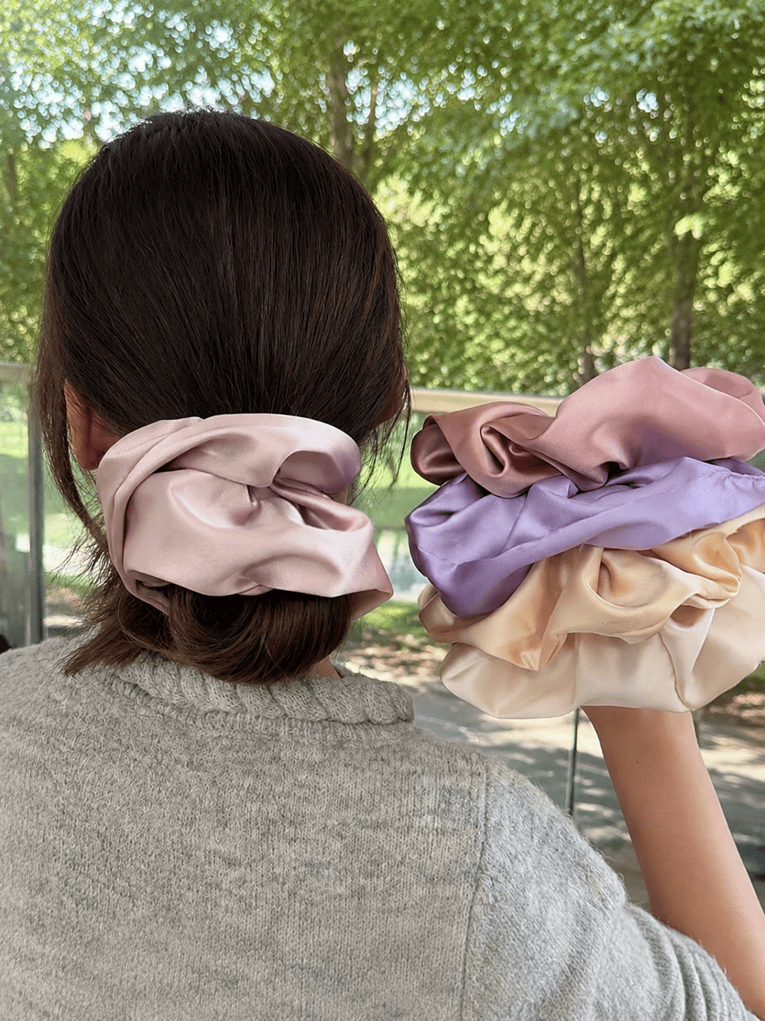 Oversized Satin Scrunchie Large Puffy Silk Hair Tie for Thick Hair Women Hair Accessory