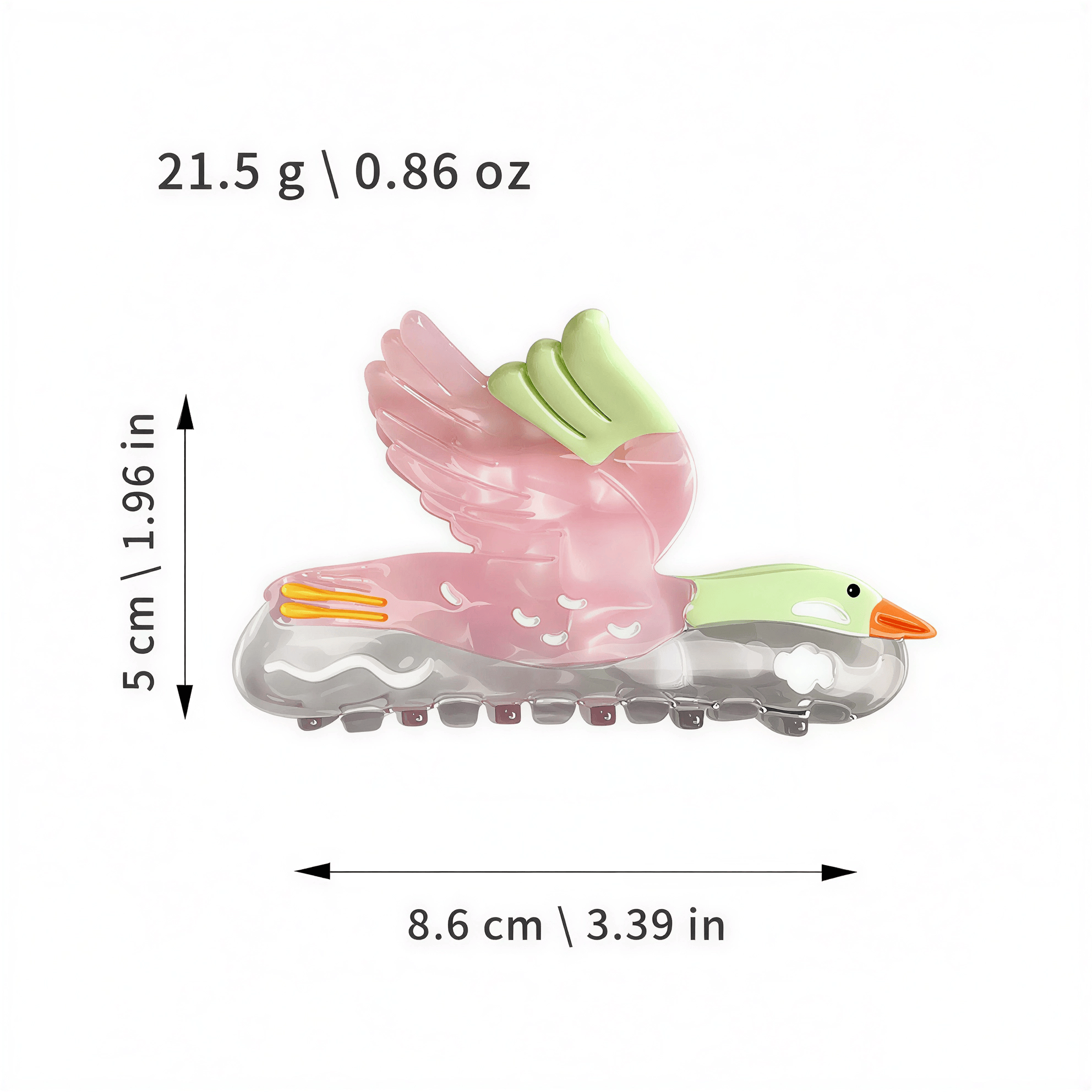 Pastel Pink Flying Goose Hair Clip – Cute Resin Bird Hair Claw for Women, Elegant Cartoon Style, Spring/Summer Accessory