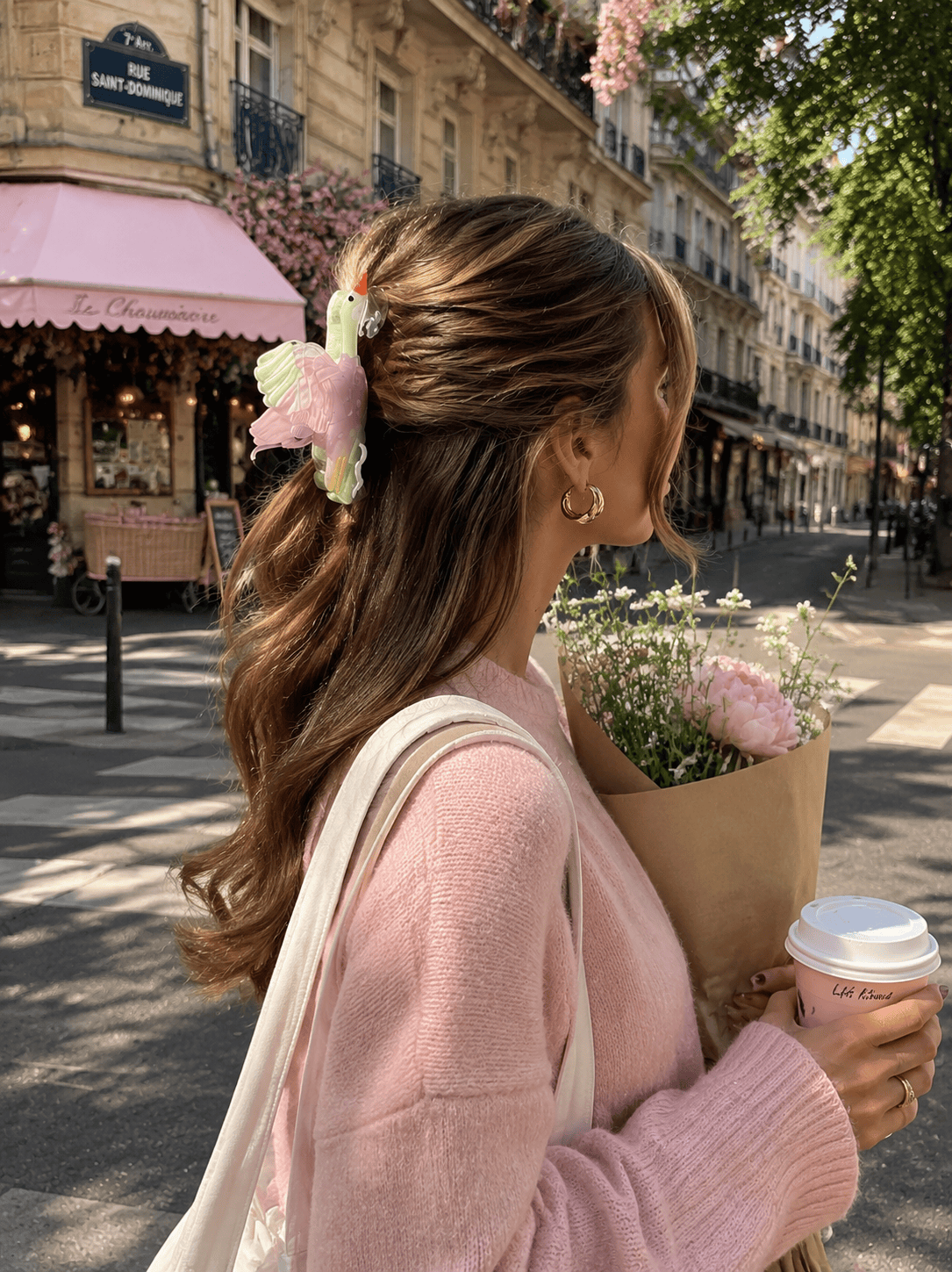 Pastel Pink Flying Goose Hair Clip – Cute Resin Bird Hair Claw for Women, Elegant Cartoon Style, Spring/Summer Accessory