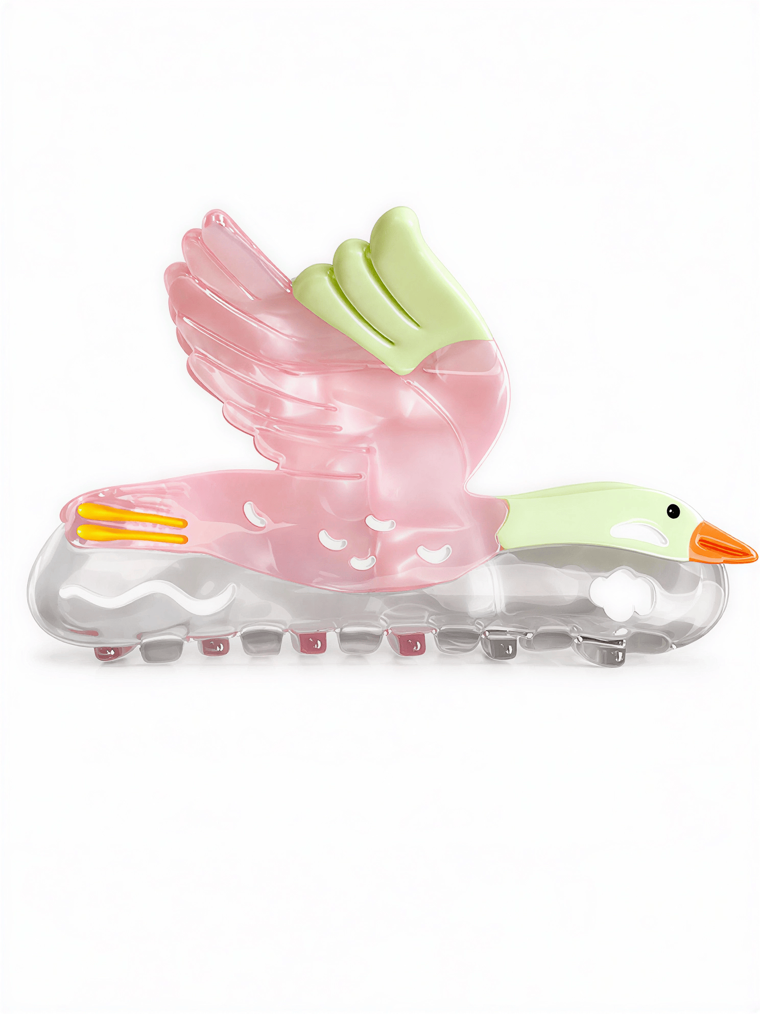 Pastel Pink Flying Goose Hair Clip – Cute Resin Bird Hair Claw for Women, Elegant Cartoon Style, Spring/Summer Accessory