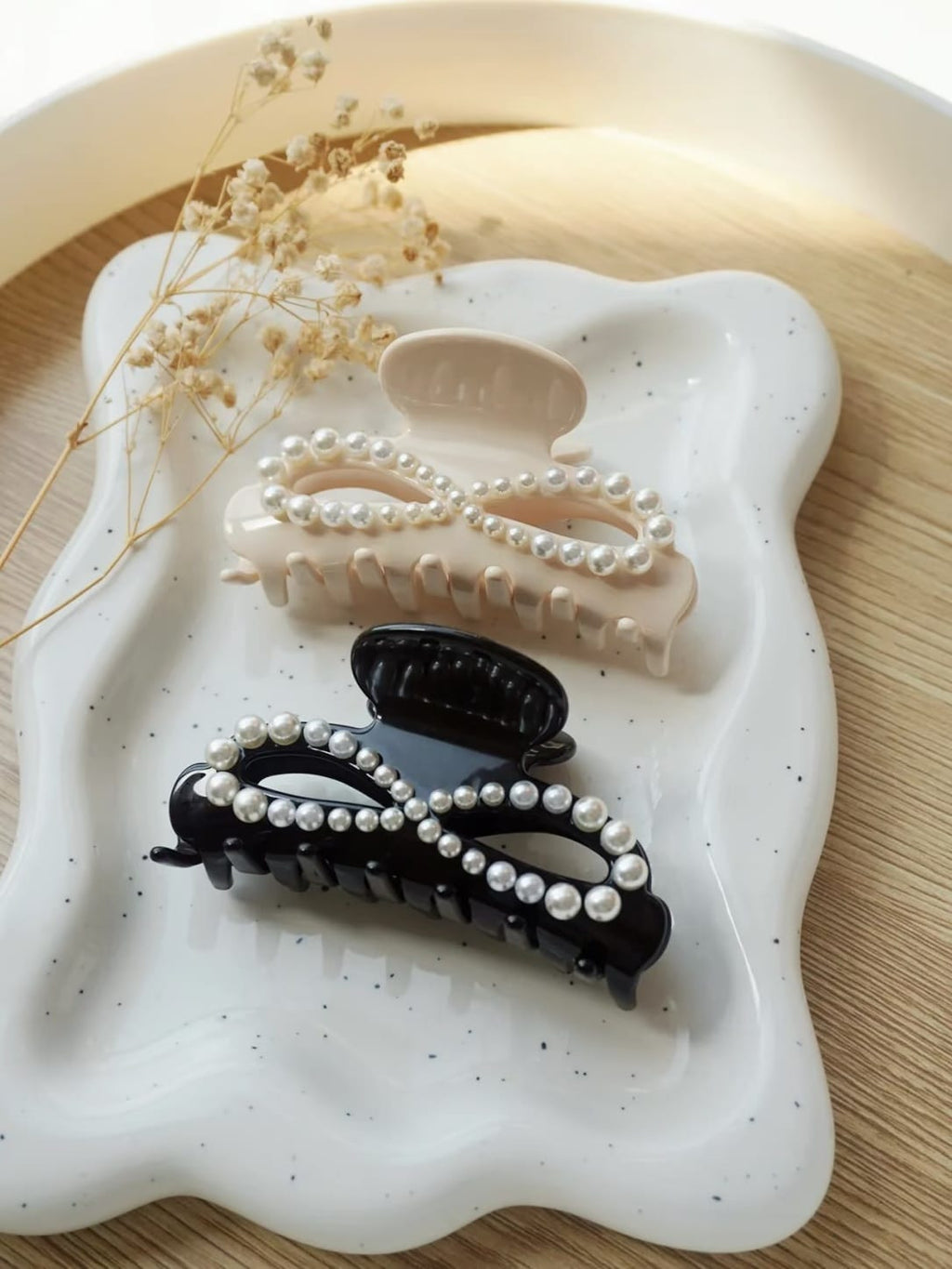 Pearl Bow Acetate Hair Claw Clip – Elegant Oversized Hair Clip