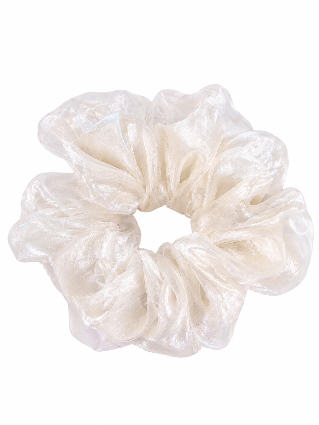 Pearl Satin Organza Scrunchie | Elegant Oversized Hair Accessory