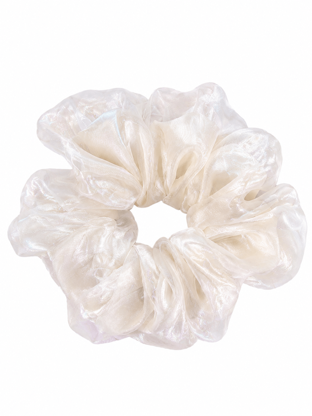 Pearl Satin Organza Scrunchie | Elegant Oversized Hair Accessory