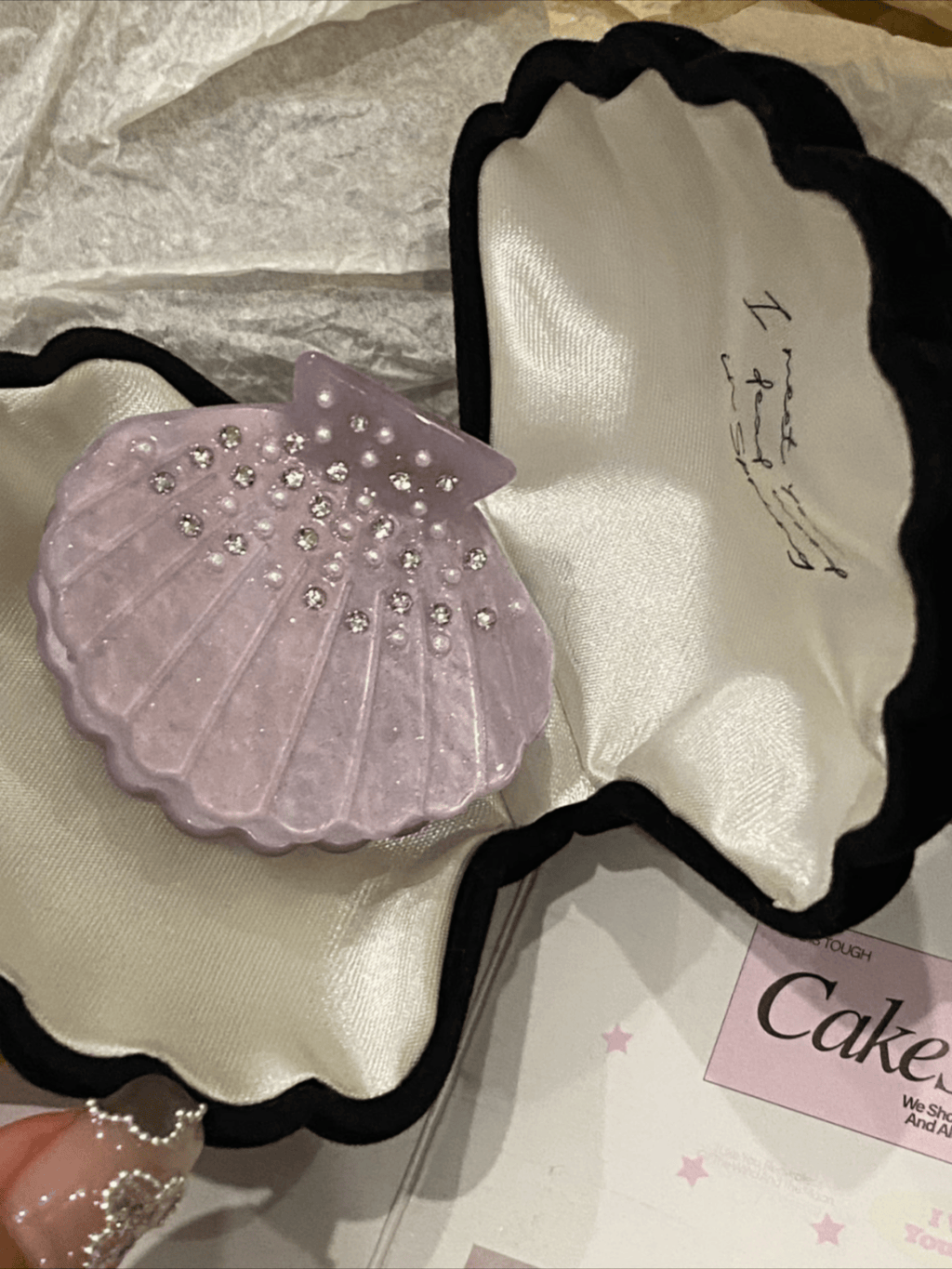 Pearl Shell Rhinestone Claw Clips | 2-Piece Hair Clip Set