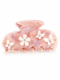 Pink 3D Flower Rhinestone Hair Claw Clip – Elegant Medium Acrylic Hair Accessory