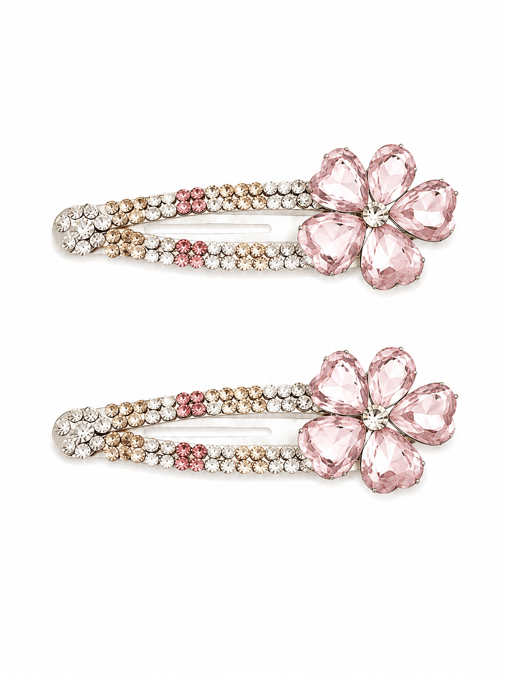 Pink Flower Rhinestone BB Hair Clips – 2-Piece Sparkling Set