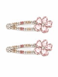 Pink Flower Rhinestone BB Hair Clips – 2-Piece Sparkling Set