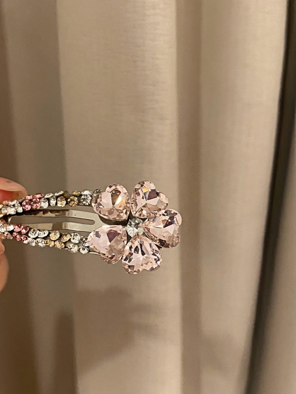 Pink Flower Rhinestone BB Hair Clips – 2-Piece Sparkling Set
