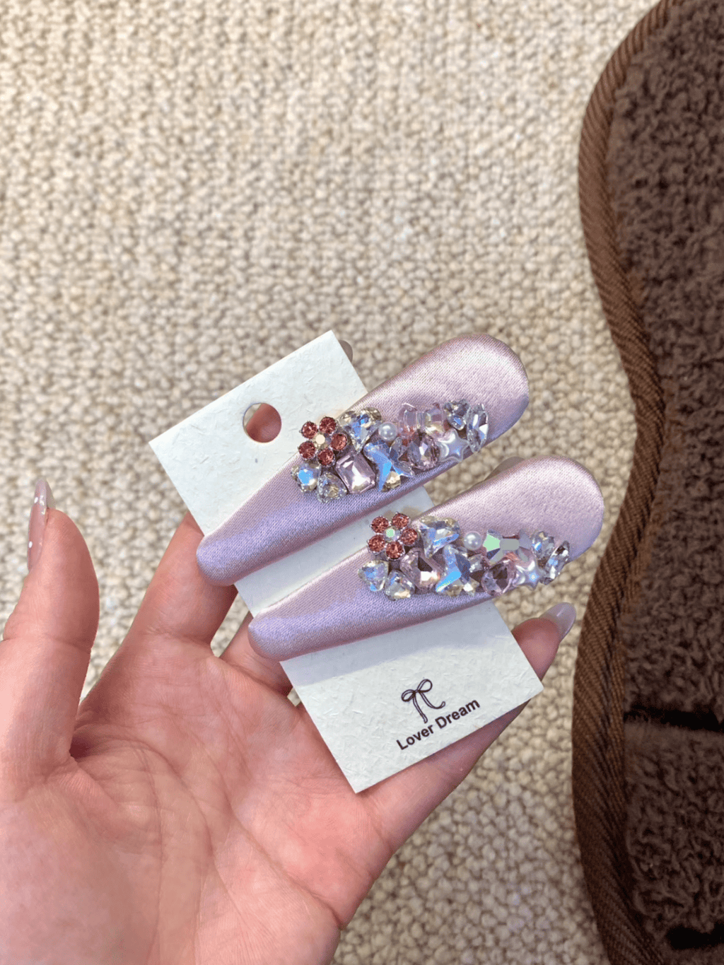 Pink Satin Rhinestone Hair Clips – Elegant Crystal Barrettes, 2-Piece Set