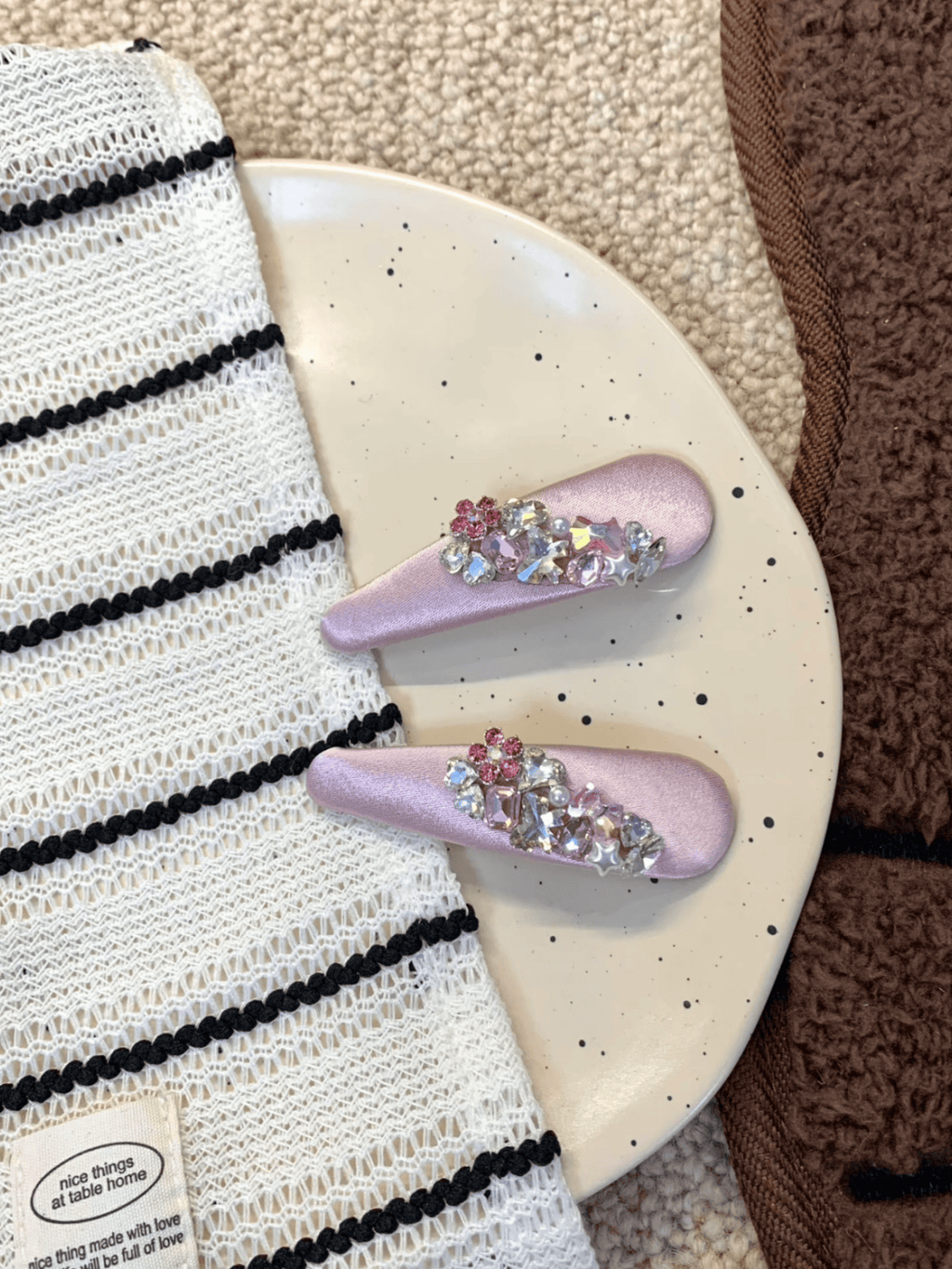 Pink Satin Rhinestone Hair Clips – Elegant Crystal Barrettes, 2-Piece Set