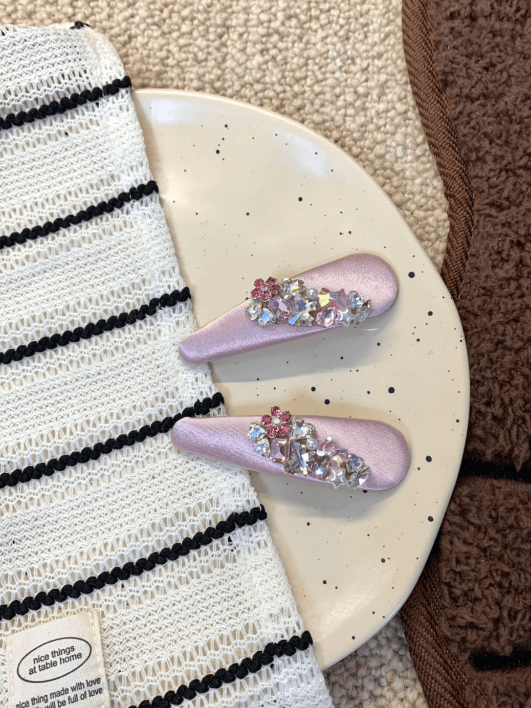 Pink Satin Rhinestone Hair Clips – Elegant Crystal Barrettes, 2-Piece Set