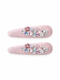 Pink Satin Rhinestone Hair Clips – Elegant Crystal Barrettes, 2-Piece Set