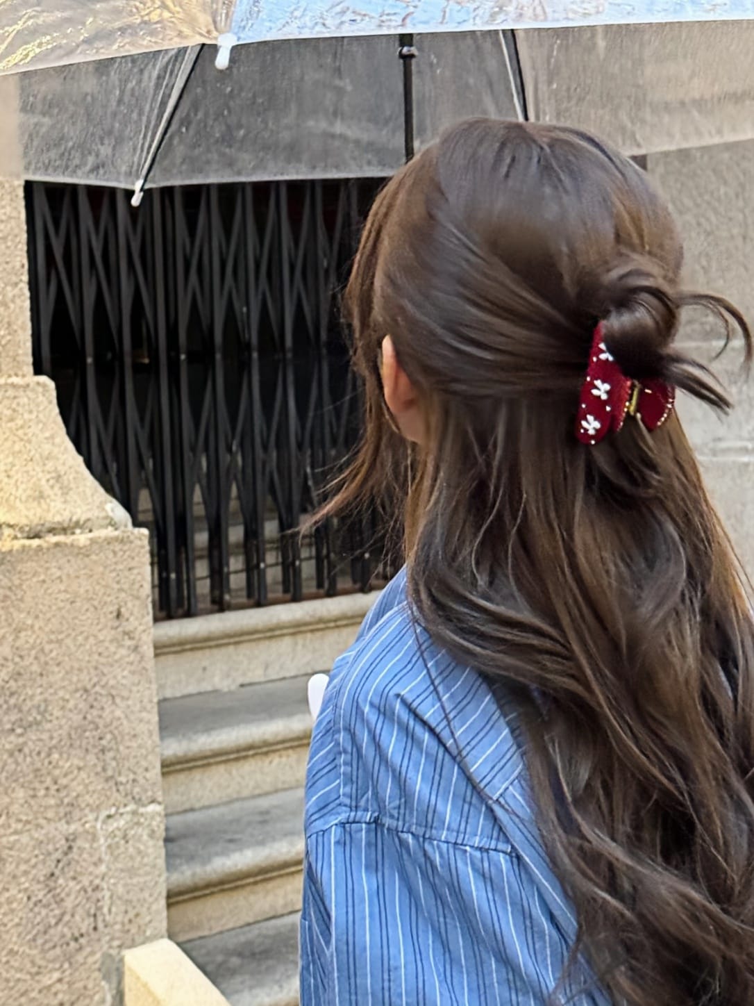 Red Bow Acetate Hair Claw Clip with Rhinestones | Elegant Hair Accessory