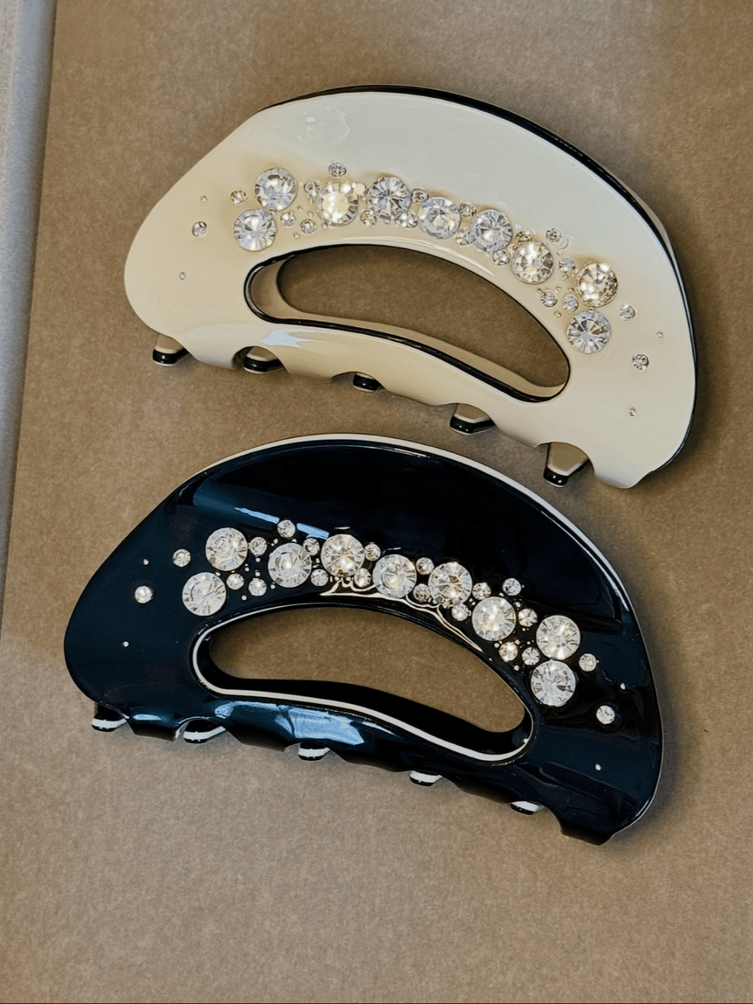 Rhinestone Acetate Hair Claw Clip | Cream-Inspired Elegant Hair Accessory