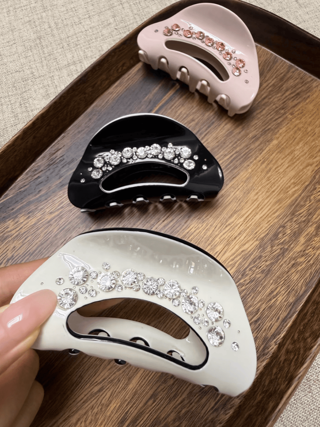 Rhinestone Acetate Hair Claw Clip | Cream-Inspired Elegant Hair Accessory