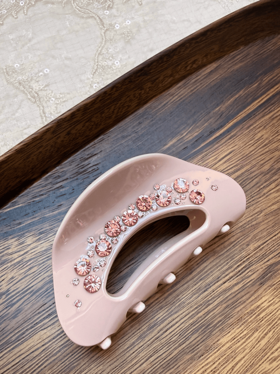 Rhinestone Acetate Hair Claw Clip | Cream-Inspired Elegant Hair Accessory