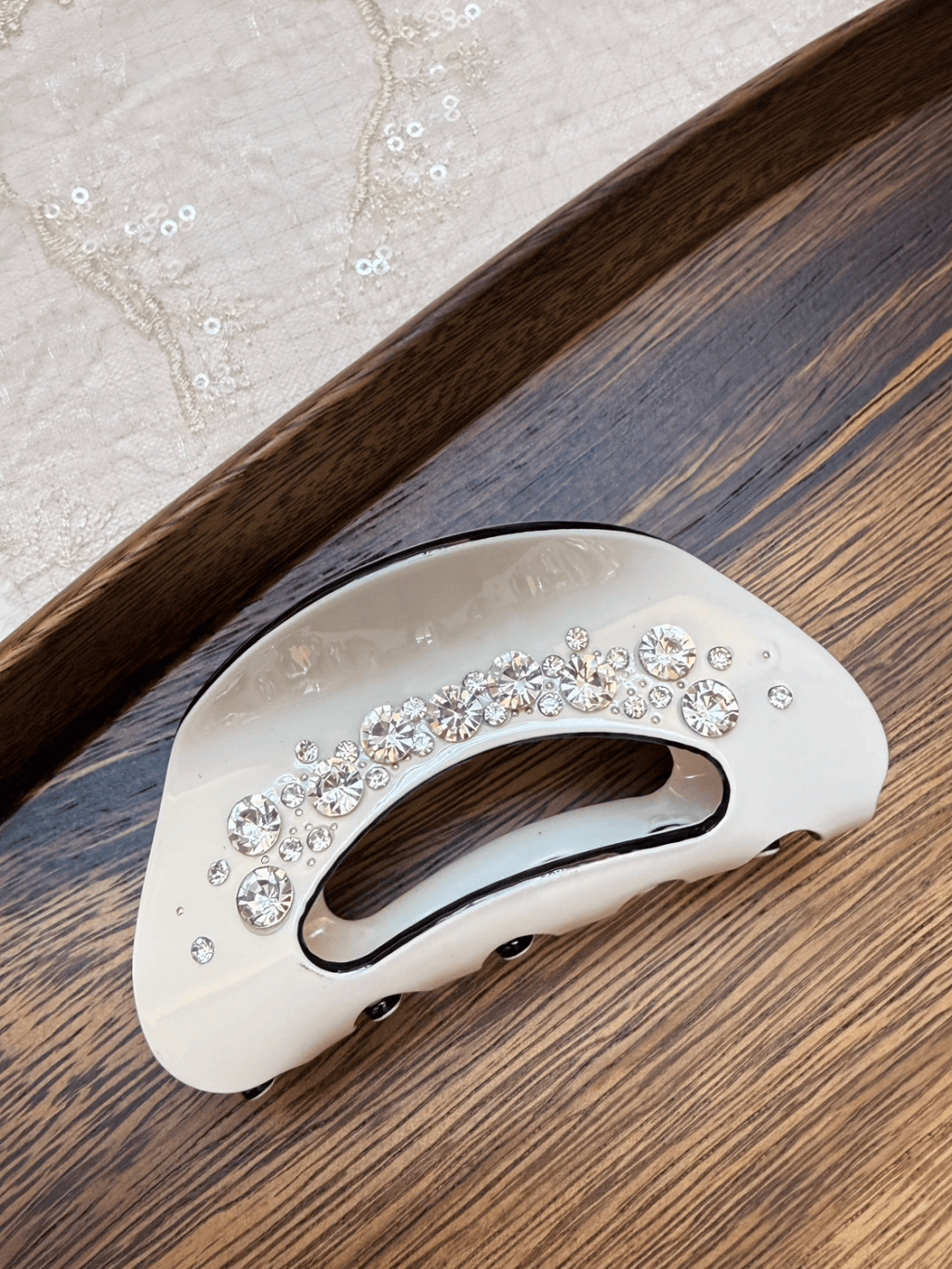 Rhinestone Acetate Hair Claw Clip | Cream-Inspired Elegant Hair Accessory