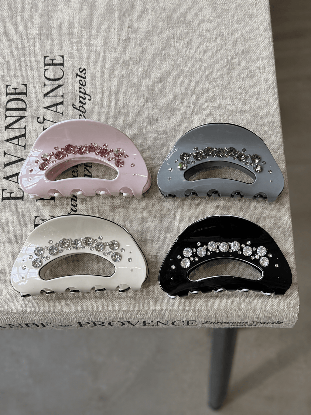 Rhinestone Acetate Hair Claw Clip | Cream-Inspired Elegant Hair Accessory