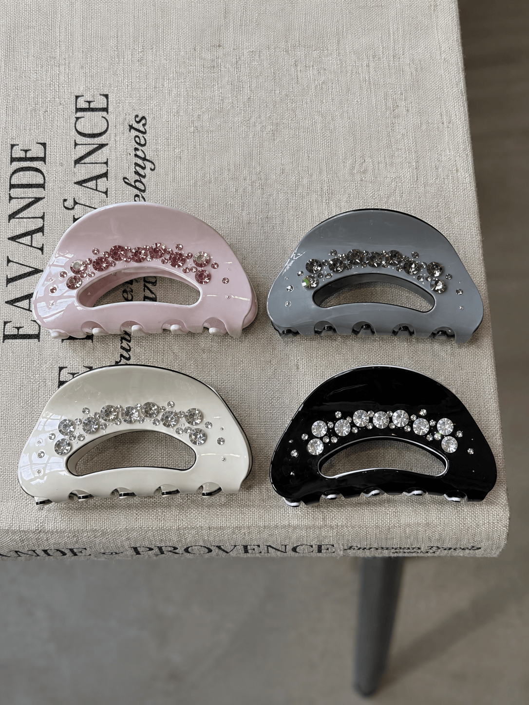 Rhinestone Acetate Hair Claw Clip | Cream-Inspired Elegant Hair Accessory