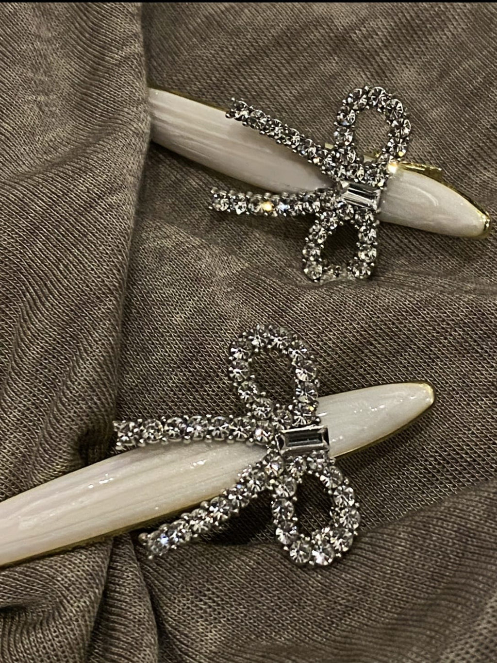 Rhinestone Bow Hair Clip | Pearl Acetate Barrette for Women