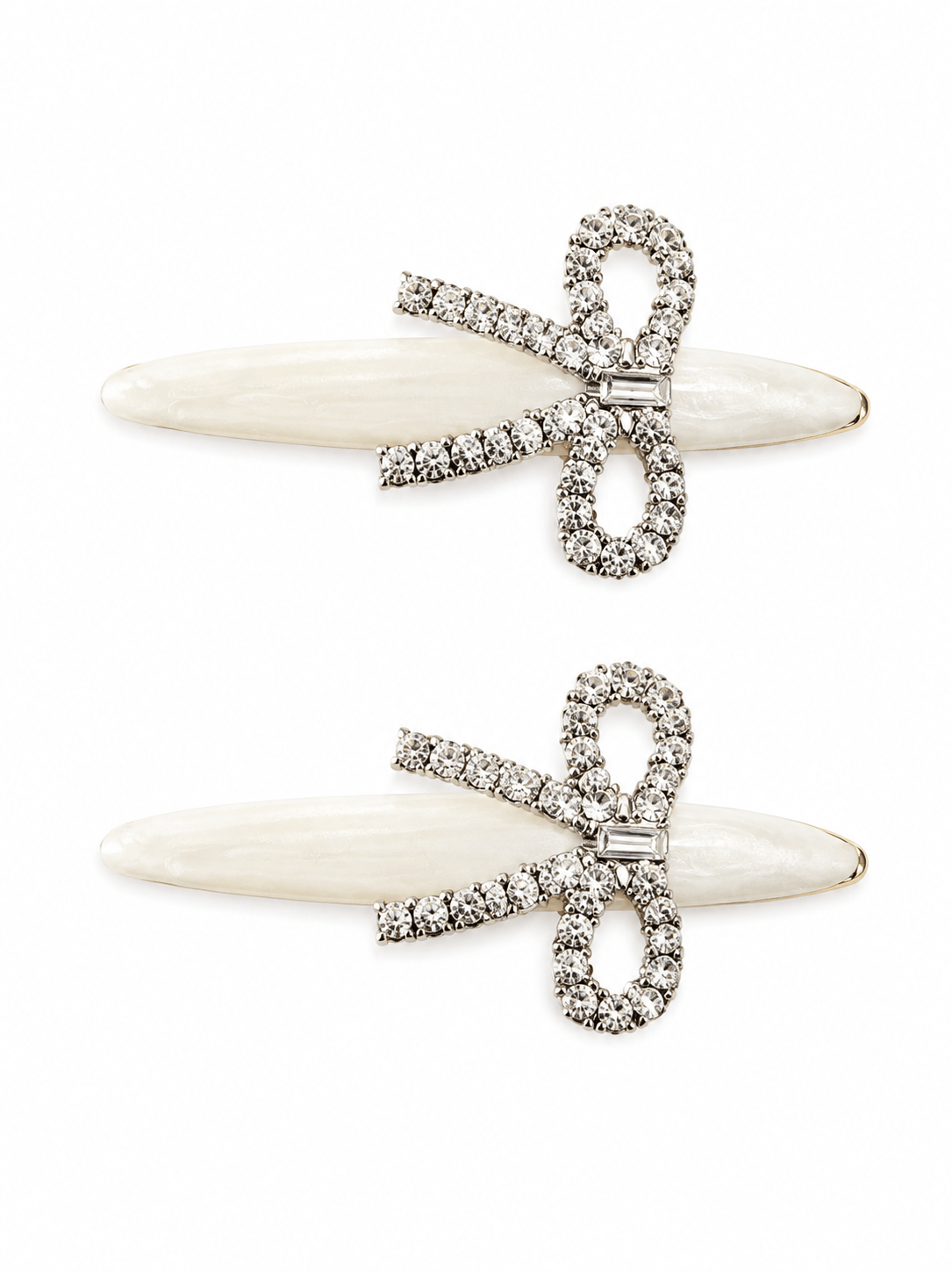 Rhinestone Bow Hair Clip | Pearl Acetate Barrette for Women