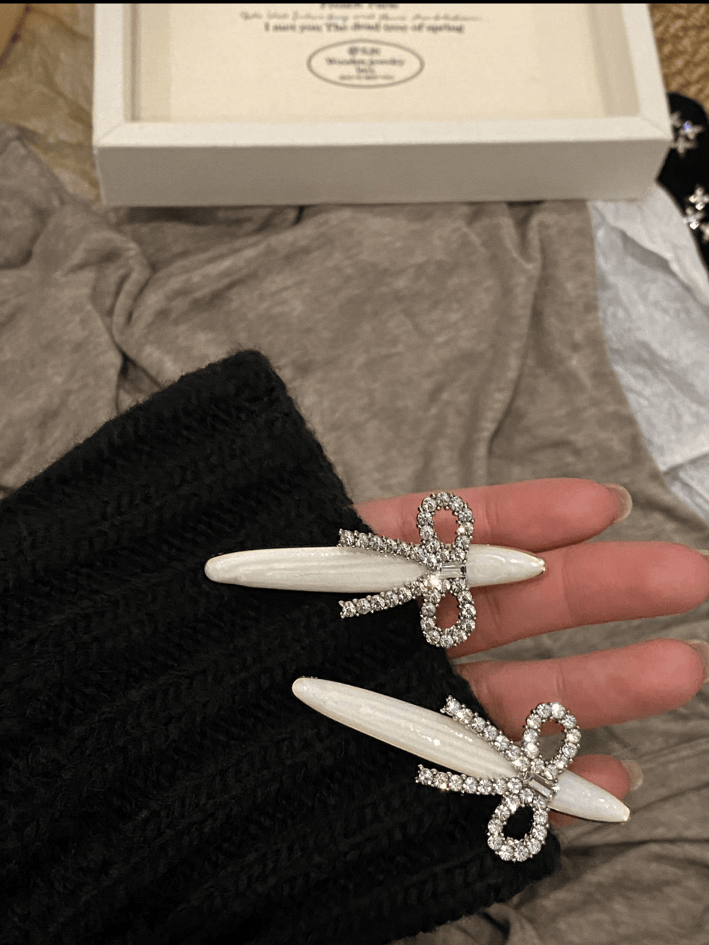 Rhinestone Bow Hair Clip | Pearl Acetate Barrette for Women