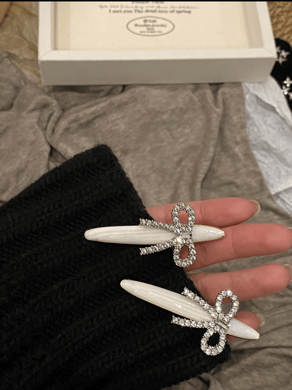 Rhinestone Bow Hair Clip | Pearl Acetate Barrette for Women