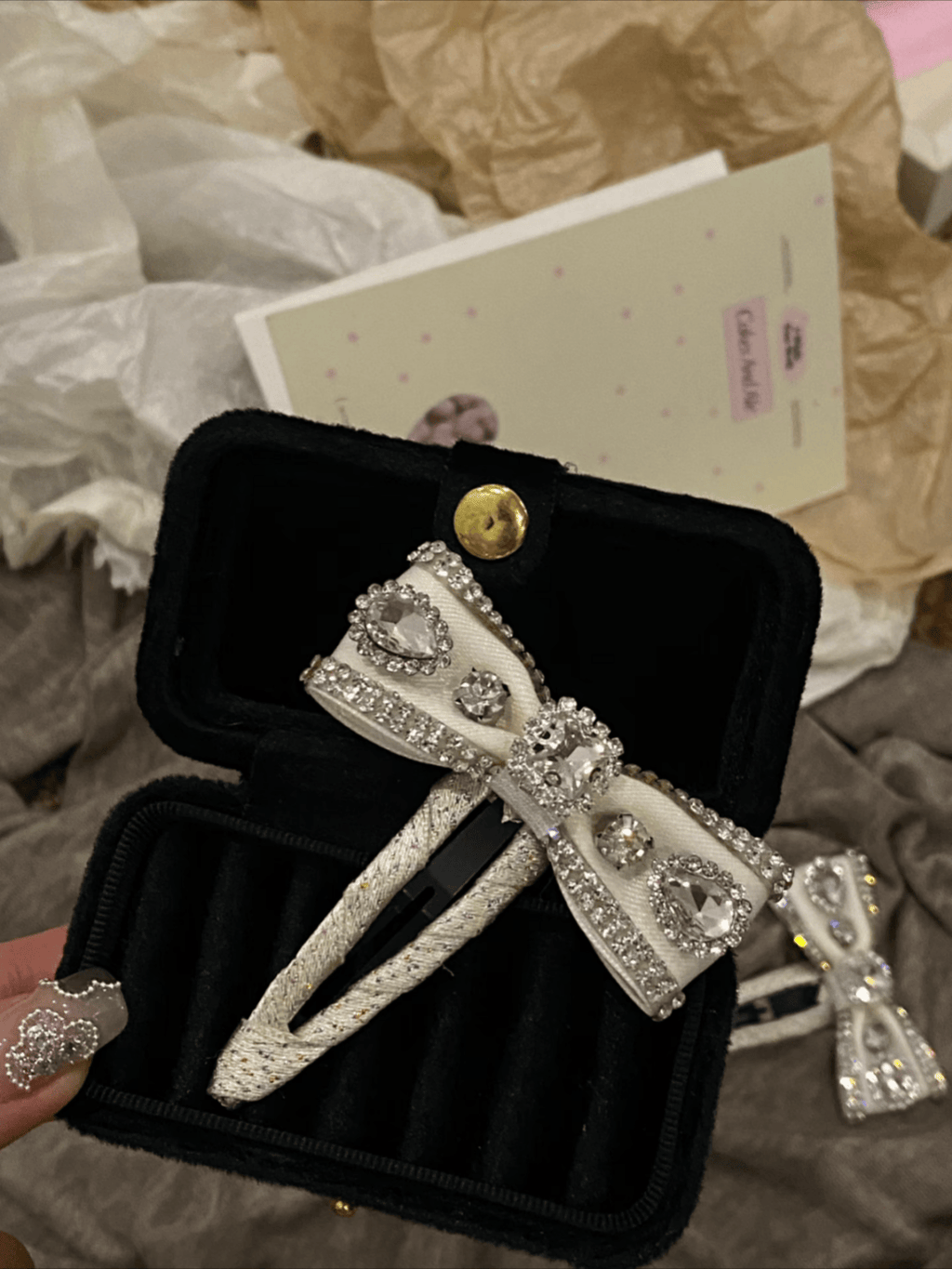 Rhinestone Bow Hair Clips for Women | Mixed-Crystal Elegant Barrettes, 2-Piece Set