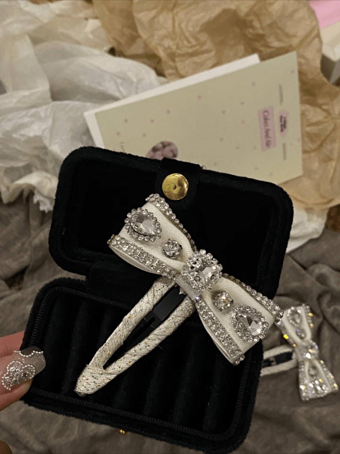 Rhinestone Bow Hair Clips for Women | Mixed-Crystal Elegant Barrettes, 2-Piece Set