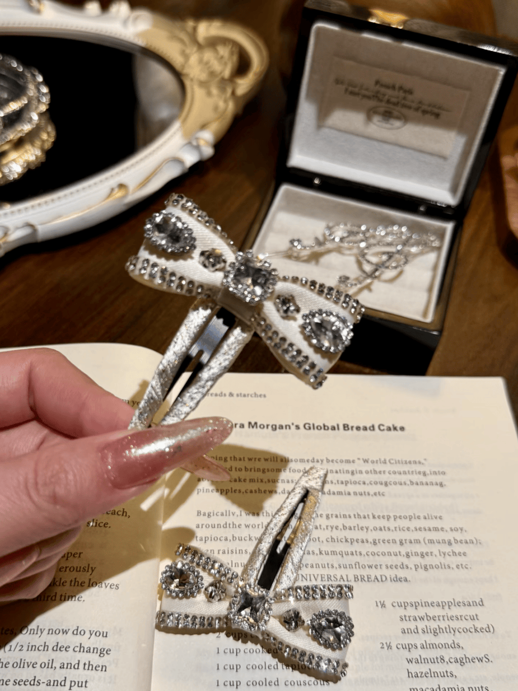 Rhinestone Bow Hair Clips for Women | Mixed-Crystal Elegant Barrettes, 2-Piece Set