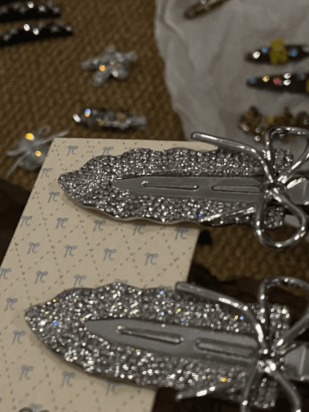 Rhinestone Bow Hair Clips – Metallic Crystal Barrettes | 2-Piece Set